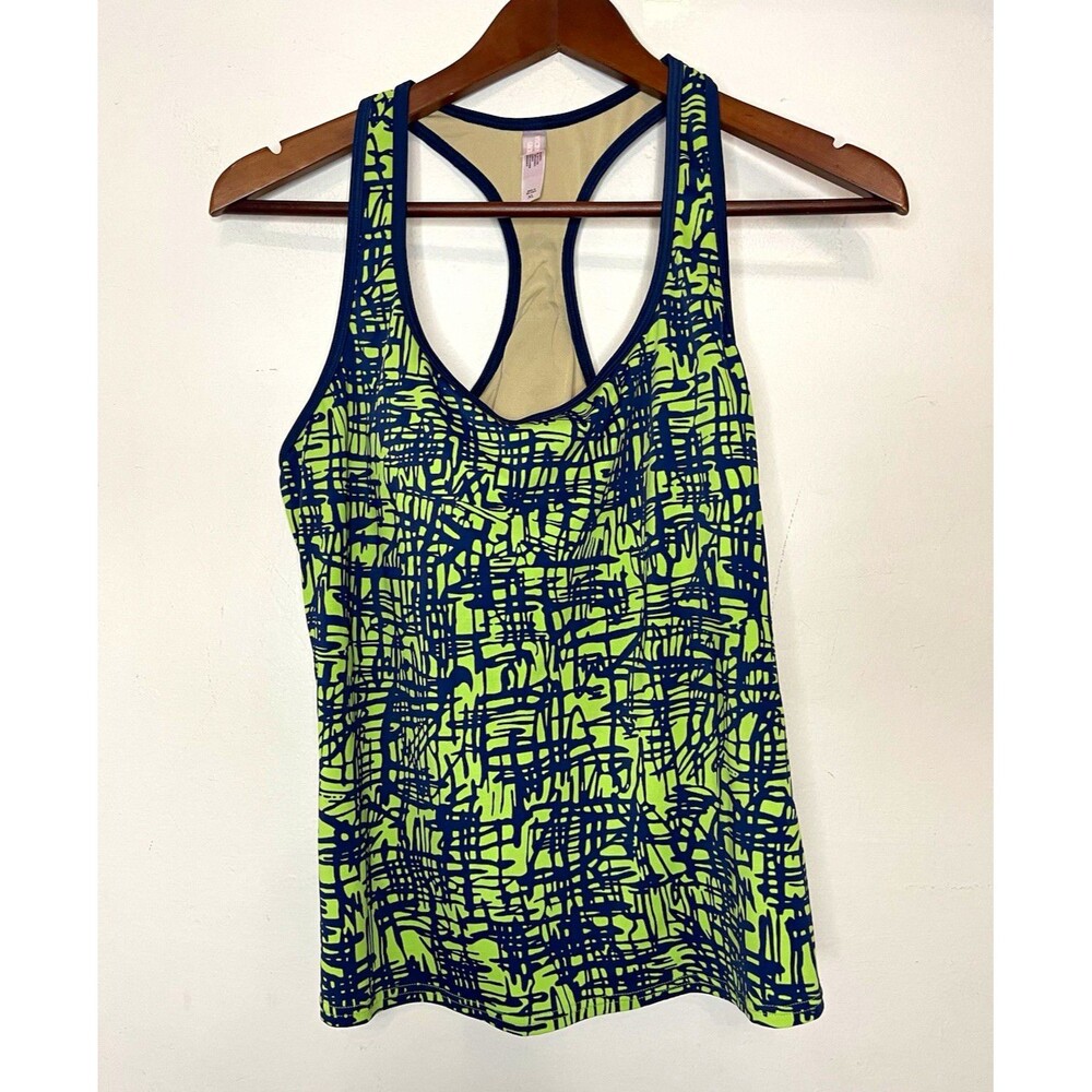 Victoria's Secret Womens XL Green Blue Racerback Tankini top Built-In Bra
